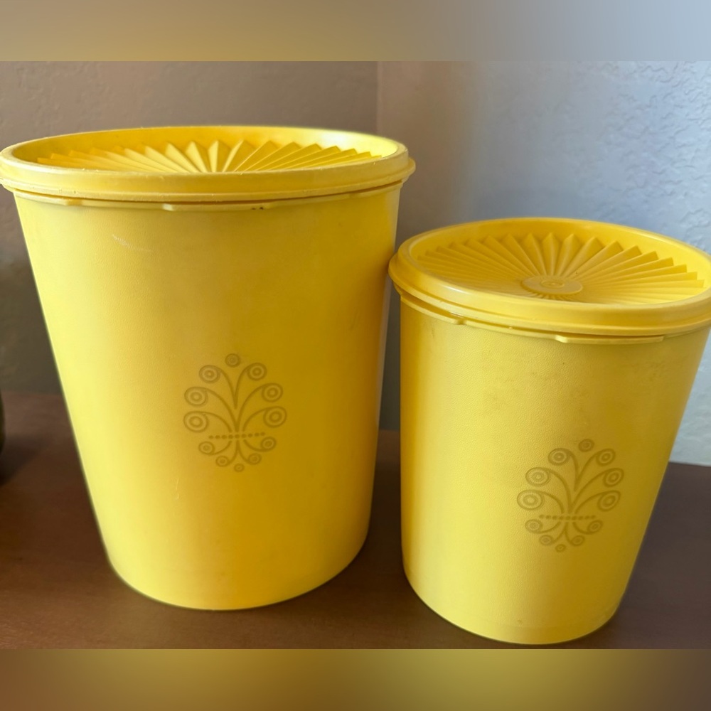 Sunny Yellow Tupperware Storage Bins- set of 2